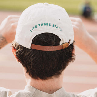 Man wearing Track Star hat showing the back