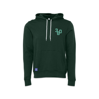 Green Life360 Track Star Hoodie with light green 360 on the front left chest and white drawstrings